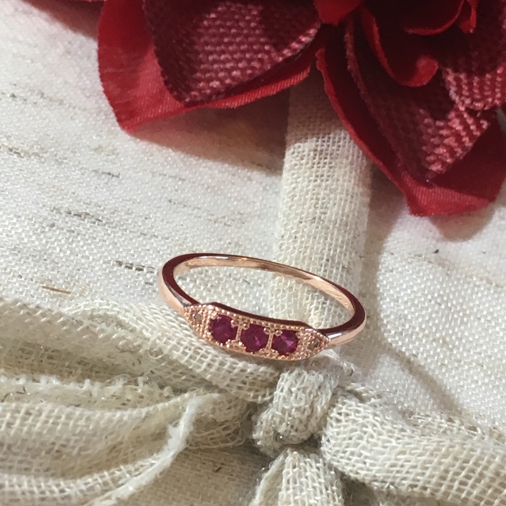 Triple Ruby & Rose Gold Simply Stated Ring